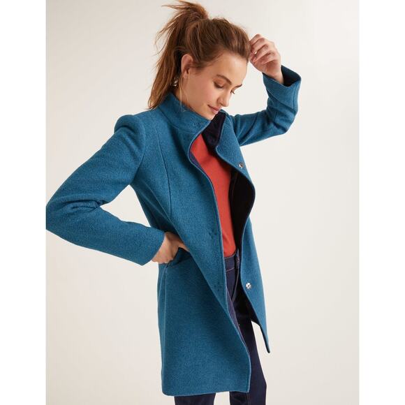 Boden Jackets & Blazers - Boden Hengrave Coat Teal Blue Wool Blend Sz 12R Classic Tailored Winter Classic